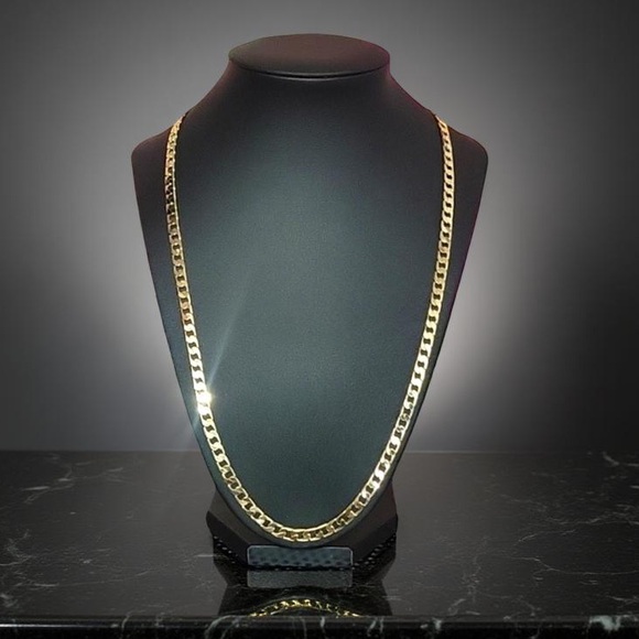 Gold Tone Stainless Steel Miami Cuban Chain Necklace - Picture 1 of 4